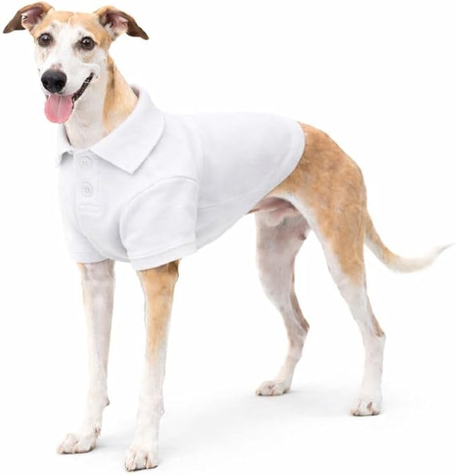 lovelonglong Basic Dog Polo Shirts Premium Cotton, Polo T-Shirts for Large Medium Small Dogs with a Two-Button Collar Blank Color White XXXL