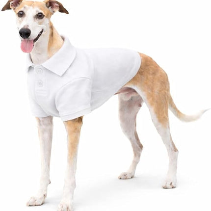 lovelonglong Basic Dog Polo Shirts Premium Cotton, Polo T-Shirts for Large Medium Small Dogs with a Two-Button Collar Blank Color White XXL