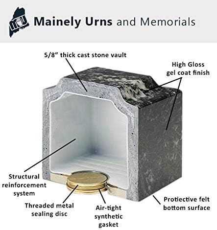 Ebony Dog Paw Prints Pet Cremation Urn for Ashes - Personalize with Name, Date, and Sentiment - Cultured Marble - 50 Cubic Inch for a Pet Weighing up to 50 Pounds