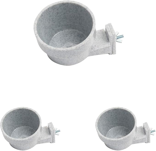Lixit Quick Lock Removable Cage Bowls for Rabbits, Birds, Dogs, Cats, Gunea Pigs and Other Small Animals. (10oz, Granite) (Pack of 3)