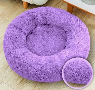 Large Cat Beds for Indoor Cats - Dog Beds for Small Medium Dogs, Large Cat Bed Washable 24 Inches, Anti Anxiety Round Fluffy Plush Faux Fur Pet Bed