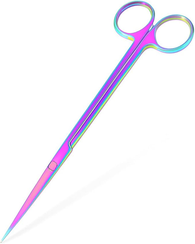 Mandala Crafts 12 Inches Rainbow Stainless Steel Straight Aquarium Scissors for Trimming Aquatic Plants – Long Aquascape Scissors for Fish Tanks, Hospital Tanks, Goldfish Bowls, and Terrariums