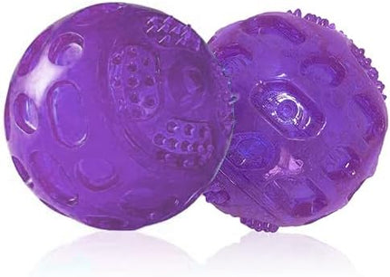 3'' Squeaky Dog Toy Balls for Lagre Medium Breed, Indestructible Dog Balls for Playing, Fetching & Retrieving, Durable Aggressive Chewers, 2 PCS Purple