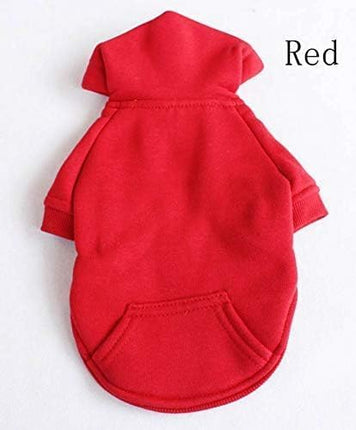 Lovelonglong Blank Basic Hoodie Sweatshirt for Dogs 100% Cotton Fits Small Medium Dachshund Large Dog Red D-S