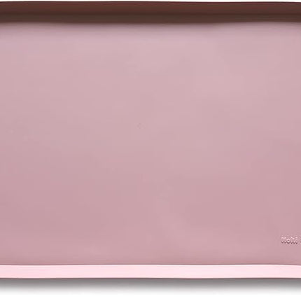 Hoki Found Silicone Pet Food Tray - High-Lips Dog Cat Bowl Mats - Waterproof Dog Cat Food Mats - Neutral Pink