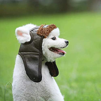 Leconpet Dog Aviator Hat, Dog Winter Pilot Hat with Ear Flaps for Cold Weather (XXL, Coffee)