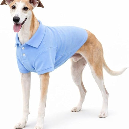lovelonglong Basic Dog Polo Shirts Premium Cotton, Polo T-Shirts for Large Medium Small Dogs with a Two-Button Collar Blank Color Sky-Blue XXL
