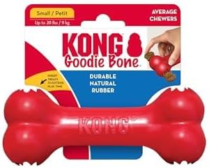 KONG Goodie Bone - Classic Durable Natural Rubber Dog Bone, Supports Mental Engagement - Treat Dispensing - Red - for Small Dogs (Pack of 2)