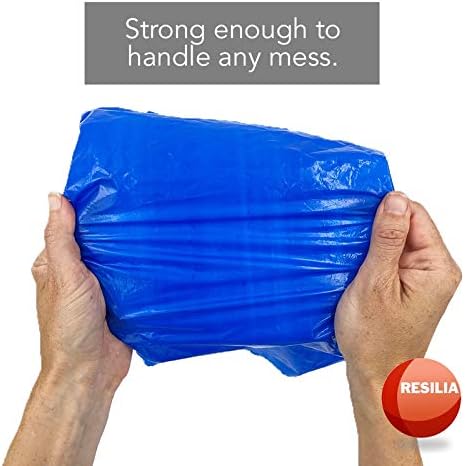 Resilia Commercial Grade Dog Poop Bags - Heavy Duty Pet Waste Removal Bag For Dogs, Cats, and Other Animals, Unscented, Blue, 8.5" W x 14" L, 1 Mil, 0.001 Inch, 800 bags, 4 Rolls of 200 Bags