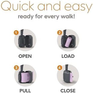 On-the-Go Dog Poop Bag Dispenser for Leash - Compact & Easy to Use Device for Pet Supplies with 2-Point Secure Attachment, Includes 1 Roll (15 count) of Scented Poop Bags, (Lavender Scent)