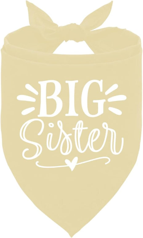 Big Sister Dog Bandanas, Light Yellow Dog Bandana, Pet Scarf Triangle Accessories, Pet Bandanas for Large Dogs, Baby Announcement Dogs Bandana (L)