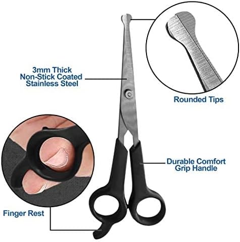 Dog Grooming Scissors, 2 Pack, Pet Scissors, Cuts Facial Hair and Body Fur, Stainless Steel with Safety Rounded Tips for a Painless, Smooth, and Clean Cut, Safe Dog Clippers for Grooming