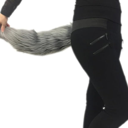 Long Faux Fur Animal Luxury Tail, Cosplay, Anime Lover, Costume Dress Up Pet Play Furry Super Soft Accessory (Silver Gray, 20")