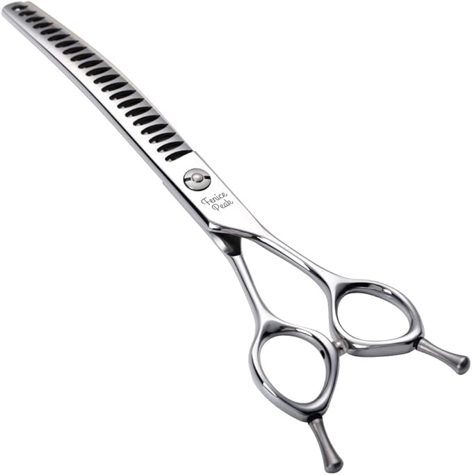 Fenice Peak Dog Grooming Shears Curved Chunker Scissors for Dogs and Cats Face Body Trimming Shears 440C 7''