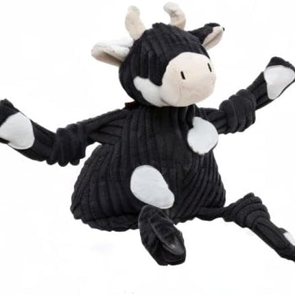 HuggleHounds Knottie Plush Dog Toy - Dog Stuffed Animal Toy, Squeaky Puppy Toys, for Small, Medium & Large Dogs, Durable Plush to Keep Them Busy - Angus Cow, Large