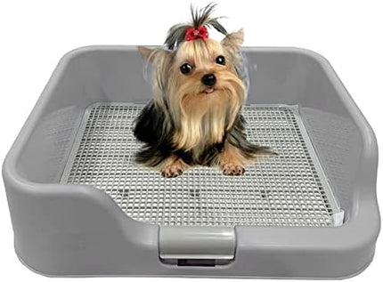 [DogCharge] Indoor Dog Potty Tray – with Protection Wall Every Side for No Leak, Spill, Accident - Keep Paws Dry and Floors Clean (Tray Only, Grey)