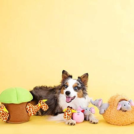 ZippyPaws - Zoo Friends Burrow, Interactive Squeaky Hide and Seek Plush Dog Toy - Meerkat Miniz, 3 Pack