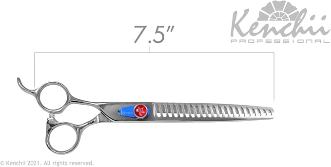 Kenchii Five Star Offset Handle Professional Dog Grooming Shear (21 Tooth Thinner Lefty)