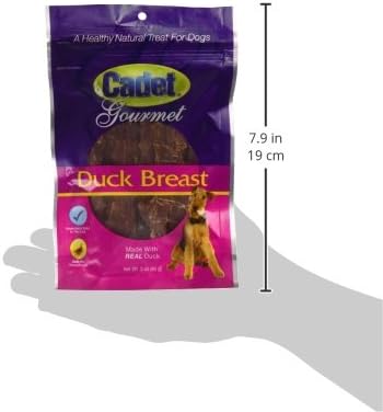 Cadet Gourmet Duck Breast Dog Treats - Healthy & Natural Dog Training Treats for Small & Large Dogs - Inspected & Tested in USA (3 oz.)