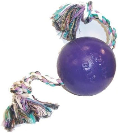 Jolly Pets Romp-n-Roll Rope and Ball Dog Toy, 4.5 Inches/Small, Purple, 4.5-Inch Romp-n-Roll, Purple