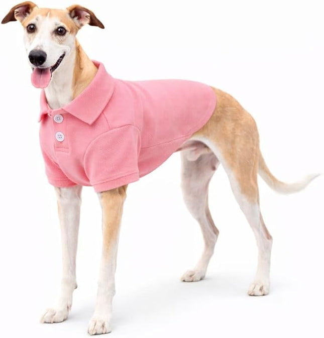 lovelonglong Basic Dog Polo Shirts Premium Cotton, Polo T-Shirts for Large Medium Small Dogs with a Two-Button Collar Blank Color Pink XXL