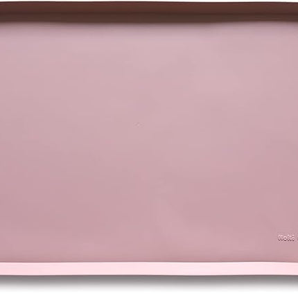 Hoki Found L Silicone Non Slip Pet Food Mats - Placemat for Dog Cat - Waterproof Dog Cat Food Mats - Carpet Friendly - Neutral Pink