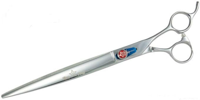 Kenchii Five Star Offset Handle Professional Dog Grooming Shears, 9 Inch Curved Shears, Light Weight, Heavy Duty Pet Grooming Scissor for Dogs, Cats