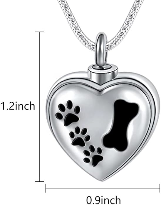 Farfume Personalized Pet Urn Necklace for Dog Cat Ashes Cremation Pet Memorial Customized Photo Text Engraving Pendant Keepsake Funeral Jewelry