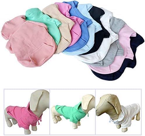 Lovelonglong Blank Basic Hoodie Sweatshirt for Dogs 100% Cotton Fits Small Medium Dachshund Large Dog Gray D-L