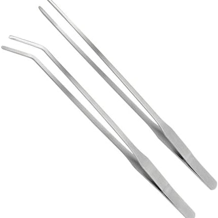 LILYS PET Straight and Bend Stainless Steel Super Thick Tweezers Set,Pliers Aquarium Tool Fish Tank Aquatic Plants Forceps Clip (10.5")
