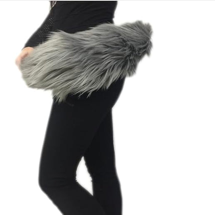 Long Faux Fur Animal Luxury Tail, Cosplay, Anime Lover, Costume Dress Up Pet Play Furry Super Soft Accessory (Silver Gray, 20")