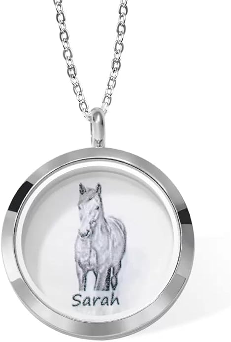 AILIN Custom Pet Fur Memorial Necklace Stainless Steel Personalized Photo Name Dog Cat Horse Memorial Necklace Pet Hair Remembrance Jewelry Gifts For Women Mom