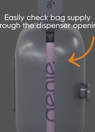 On-the-Go Dog Poop Bag Dispenser for Leash - Compact & Easy to Use Device for Pet Supplies with 2-Point Secure Attachment, Includes 1 Roll (15 count) of Scented Poop Bags, (Lavender Scent)