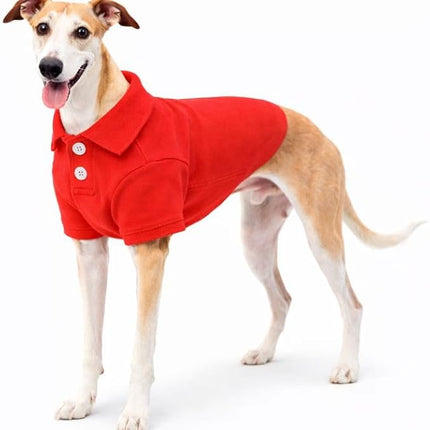 lovelonglong Basic Dog Polo Shirts Premium Cotton, Polo T-Shirts for Large Medium Small Dogs with a Two-Button Collar Blank Color Red XXXL