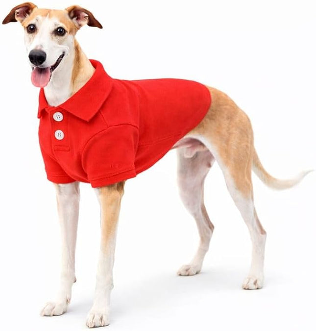 lovelonglong Basic Dog Polo Shirts Premium Cotton, Polo T-Shirts for Large Medium Small Dogs with a Two-Button Collar Blank Color Red XXXL