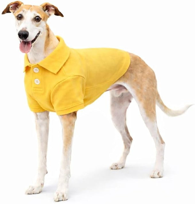 lovelonglong Basic Dog Polo Shirts Premium Cotton, Polo T-Shirts for Large Medium Small Dogs with a Two-Button Collar Blank Color Yellow XXXL