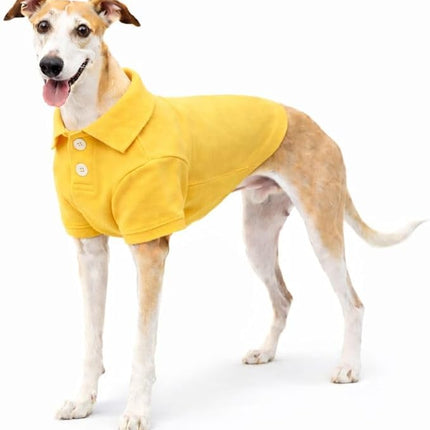 lovelonglong Basic Dog Polo Shirts Premium Cotton, Polo T-Shirts for Large Medium Small Dogs with a Two-Button Collar Blank Color Yellow XXL