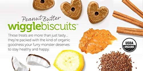 V-Dog Vegan Wiggle Biscuit Organic Dog Treats, Peanut Butter, 10 Ounce, Superfoods