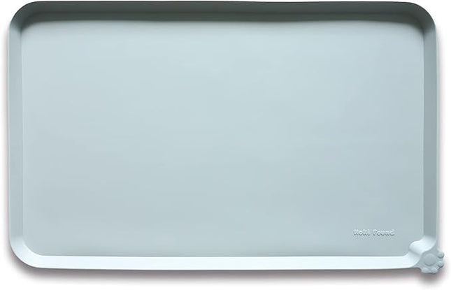 Hoki Found X-Large Silicone Pet Food Mats Tray - Non Slip Pet Dog Cat Bowl Mats Placemat - Dog Pet Cat Feeding Mat - Waterproof Dog Cat Food Mats -Pet Water Mats for Carpet -Battleship