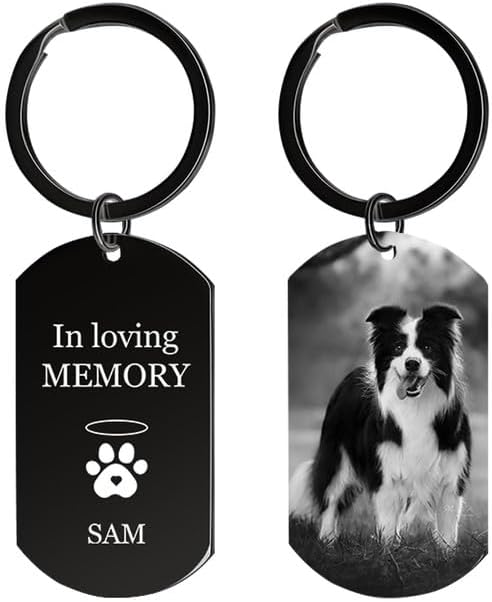 Personalized Dog Keychain Memorial Gifts for loss of dog - Custom Pet Photo Keychain in Memory of Dogs & Cats, Sympathy Gift For Pet Passed Away