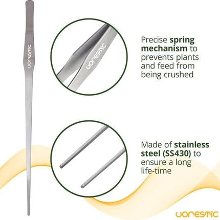 VORESTIC 1PC Straight Aquarium Tweezers, 15" Long Tweezers for Terrarium, Stainless Steel Aquascape Tool for Planting Aquarium Plants, and Aquarium Maintenance