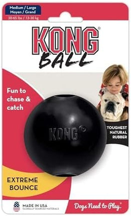 KONG Extreme Ball with Hole - Fetch Toy - Durable Dog Toy for Training, Interactive Playtime & More - Natural Extreme Rubber Ball - Black - for Large/Medium Dogs (Pack of 2)