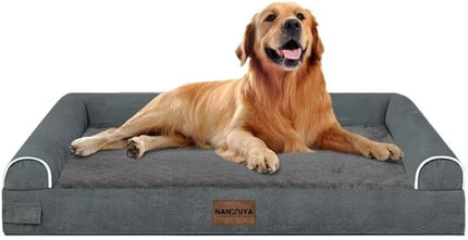 Large Dog Bed Orthopedic Washable: Beds Bolster XL Bed Big XLarge Dogs Memory Foam Couch Sofa Waterproof with Removable Cover - Dark Grey