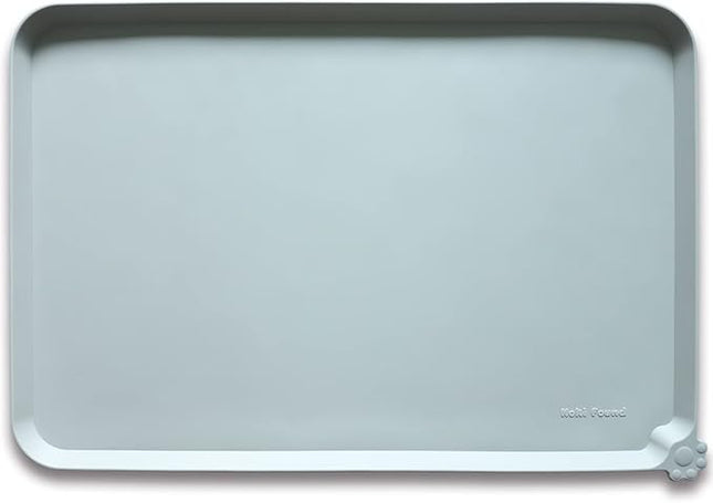 Hoki Found XX-Large Silicone Pet Food Mats Tray - Non Slip Pet Dog Cat Bowl Mats Placemat - Pet Water Mats for Carpet -Dog Pet Cat Feeding Mat - Waterproof Dog Cat Food Mats -Battleship