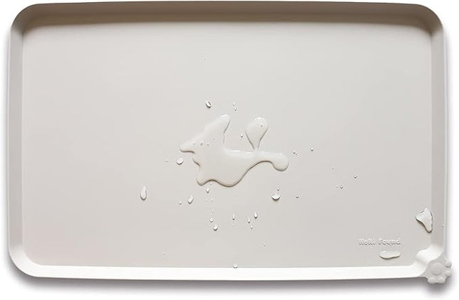 Hoki Found L Silicone Pet Food Mats - Non Slip Cat & Dog Bowl Mats - Waterproof & Carpet Safe - Cream Brown