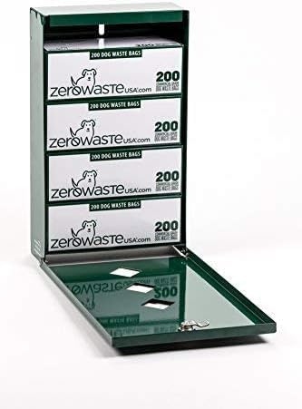 Gloss Green Rust Proof Aluminum Mini Dog Waste Station – UV Protected to Eliminate Color Fading – Roll Bag System (most popular bags) – Plus Free 400 dog waste bags - no trash can