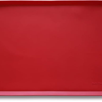 Hoki Found L Silicone Pet Food Mats Tray - Non Slip Pet Dog Cat Bowl Mats Placemat - Dog Pet Feeding Mat - Waterproof Dog Cat Food Mats -Pet Water Mats for Carpet - Classic red