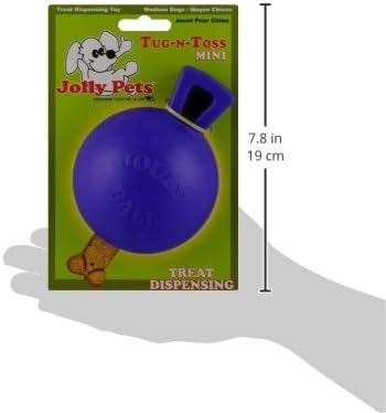 Jolly Pets Tug-n-Toss Heavy Duty Dog Toy Ball with Handle, 4 Inches/Petite, Blue (404 BL),Small Breeds (Pack of 2)
