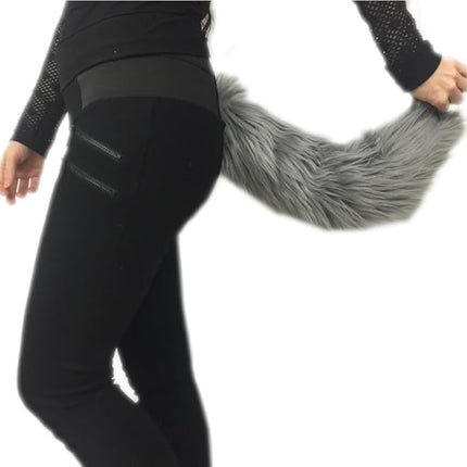Long Faux Fur Animal Luxury Tail, Cosplay, Anime Lover, Costume Dress Up Pet Play Furry Super Soft Accessory (Silver Gray, 20")