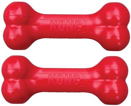 KONG Goodie Bone - Classic Durable Natural Rubber Dog Bone, Supports Mental Engagement - Treat Dispensing - Red - for Small Dogs (Pack of 2)